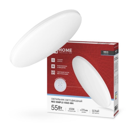 Светильник светодиодный NEO SIMPLE-5565-WH 55Вт 6500К 4400лм 230В 375х59мм бел. IN HOME 4690612060828 Светильник светодиодный NEO SIMPLE-5565-WH 55Вт 6500К 4400лм 230В 375х59мм бел. IN HOME 4690612060828