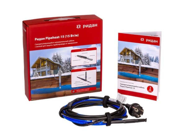 Кабель нагревательный саморег. Pipeheat-15 285Вт 19м с вилкой Ридан 21RT0808R