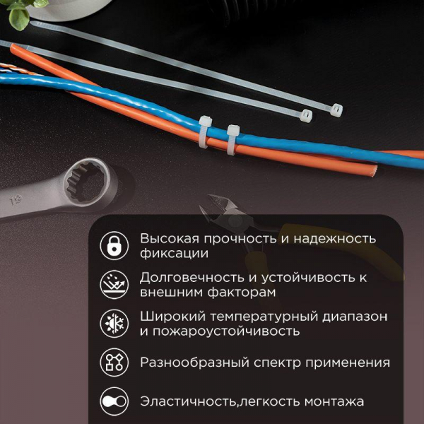 Набор хомутов 100мм; 150мм; 200мм НХ-1 разноцвет. нейл. (200шт.) Rexant 07-7201 Набор хомутов 100мм; 150мм; 200мм НХ-1 разноцвет. нейл. (200шт.) Rexant 07-7201