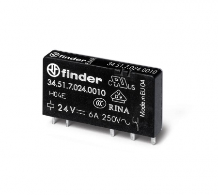 Реле ультратонкое 1CO 6А кат. 24В DC RTII FINDER 345170240010 Реле ультратонкое 1CO 6А кат. 24В DC RTII FINDER 345170240010