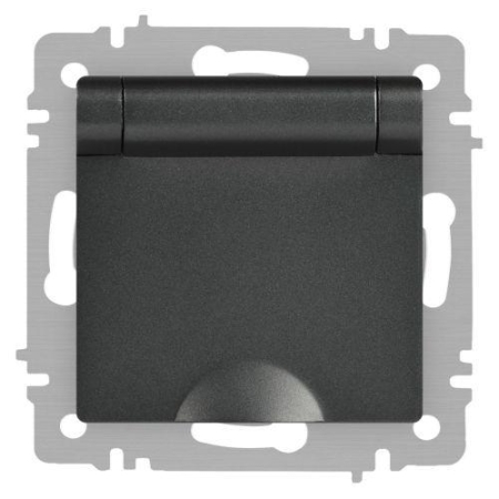 Розетка 1-м СП Accent 6-203-07 16А IP20 250В 2P+E Schuko с крышкой AL/CU графит Intro Б0063441 Розетка 1-м СП Accent 6-203-07 16А IP20 250В 2P+E Schuko с крышкой AL/CU графит Intro Б0063441