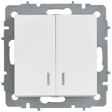 Выключатель 2-кл. СП BRITE ВС10-2-1-БрАБ 10А с индикацией механизм арктич. бел. IEK BR-V20-1-10-K91