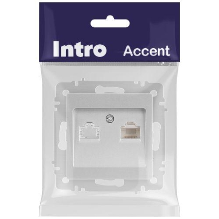 Розетка компьютерная 1-м СП Accent 6-303-03 RJ45 IP20 алюм. Intro Б0063630