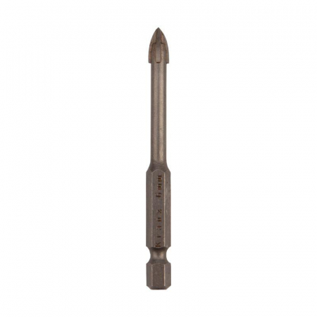 Сверло по стеклу и керамике 6мм 4 грани шестигранный хвостовик Kranz KR-91-0649