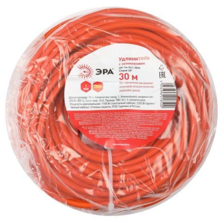Удлинитель-шнур 1х30м с заземл. UPx-1e-3x1-30m ПВС 3х1 (бухта) Эра Б0048679 Удлинитель-шнур 1х30м с заземл. UPx-1e-3x1-30m ПВС 3х1 (бухта) Эра Б0048679