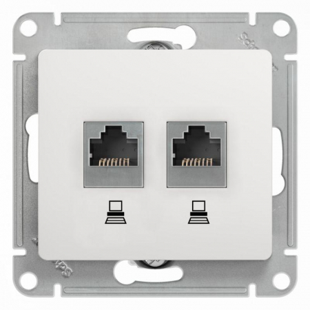 Розетка компьютерная 2-м Glossa RJ45 кат.5E механизм бел. SE GSL000185KK Розетка компьютерная 2-м Glossa RJ45 кат.5E механизм бел. SE GSL000185KK