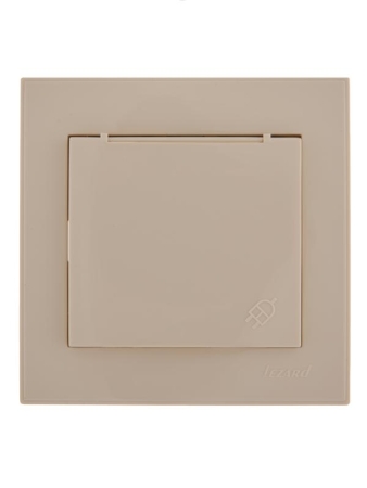 Розетка 1-м СП Rain с заземл. с защ. крышкой керамика крем. LEZARD 703-0303-123 Розетка 1-м СП Rain с заземл. с защ. крышкой керамика крем. LEZARD 703-0303-123