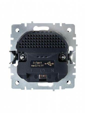 Розетка BRITE РЮш10-2-БрШ 16А с USB A+A 3.1А с заземл. защ. шторки механизм шампань IEK BR-R14-16-U21-D31-K37