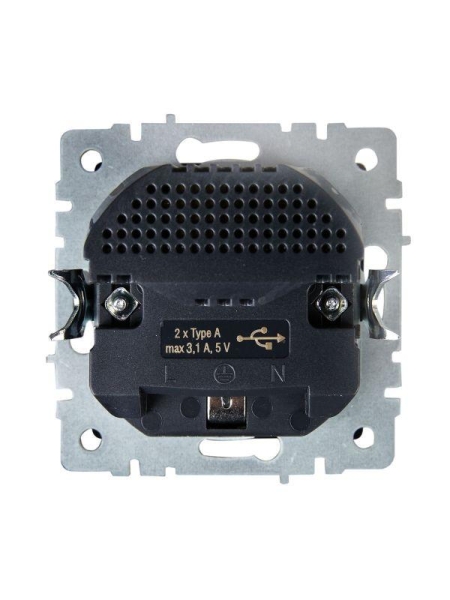 Розетка BRITE РЮш10-2-БрШ 16А с USB A+A 3.1А с заземл. защ. шторки механизм шампань IEK BR-R14-16-U21-D31-K37