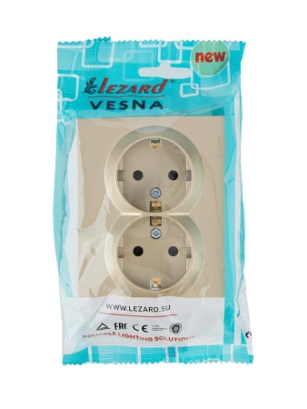 Розетка двойная VESNA с защитой от детей ПБТ зол. LEZARD 742-3600-178B Розетка двойная VESNA с защитой от детей ПБТ зол. LEZARD 742-3600-178B