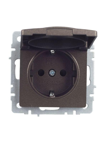 Розетка BRITE РСбш10-3-44-БрТБ 16А IP44 с заземл. защ. шторки с крышкой механизм бронза IEK BR-R16-16-44-K45
