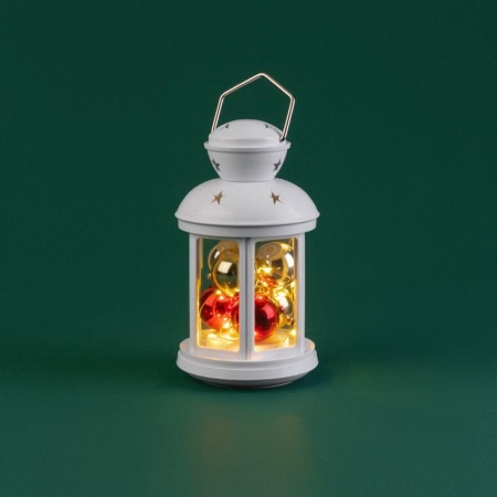 Фонарь декоративный 12х12х20.6см с шариками тепл. бел. свечение корпус бел. Neon-Night 513-062