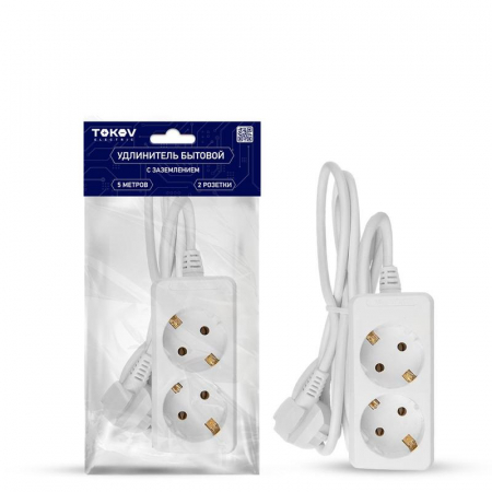 Удлинитель 2х5м с заземл. 16А 3х1 TOKOV ELECTRIC TKE-C01-BU2-5-1-Z Удлинитель 2х5м с заземл. 16А 3х1 TOKOV ELECTRIC TKE-C01-BU2-5-1-Z