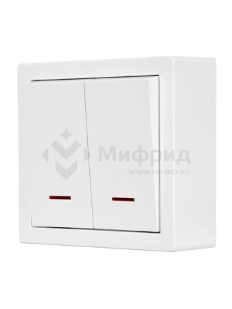 Выключатель 2-кл. ОП LETO с индикацией бел. LEZARD 752-0200-112