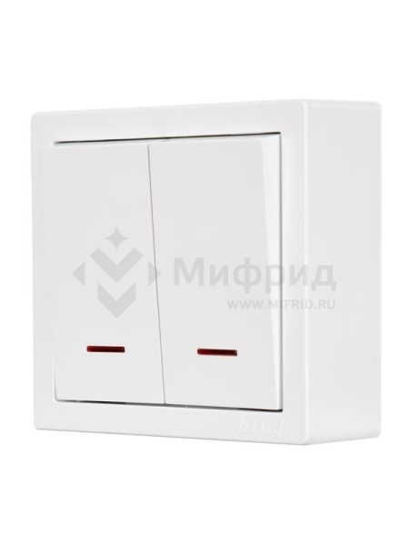 Выключатель 2-кл. ОП LETO с индикацией бел. LEZARD 752-0200-112