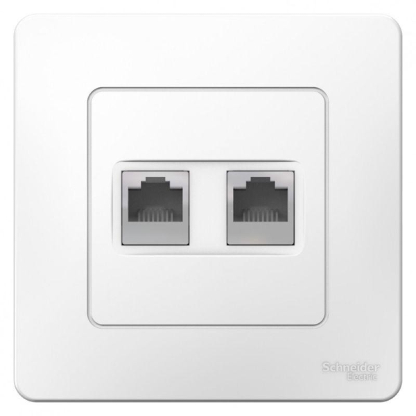 Розетка компьютерная + телефонная 2-м СП Blanca RJ45 кат.5E + RJ11 бел. SE BLNIS045111