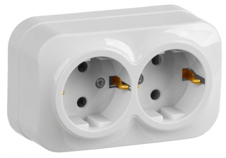 Розетка 2-м ОП GLORY РС22-3-ХБ 16А с заземл. бел. IEK ERH21-K01-16 Розетка 2-м ОП GLORY РС22-3-ХБ 16А с заземл. бел. IEK ERH21-K01-16