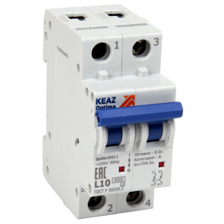 Выключатель автоматический модульный 2п K 20А OptiDin BM63-2K20-УХЛ3 КЭАЗ 260633 Выключатель автоматический модульный 2п K 20А OptiDin BM63-2K20-УХЛ3 КЭАЗ 260633