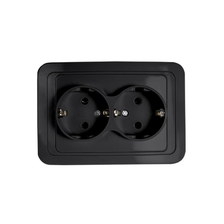 Розетка 2-м CLASSICO с заземл. 2128B черн. IN HOME 4690612061122 Розетка 2-м CLASSICO с заземл. 2128B черн. IN HOME 4690612061122