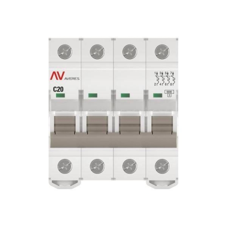 Выключатель автоматический модульный 4п C 20А 6кА AV-6 AVERES EKF mcb6-4-20C-av Выключатель автоматический модульный 4п C 20А 6кА AV-6 AVERES EKF mcb6-4-20C-av