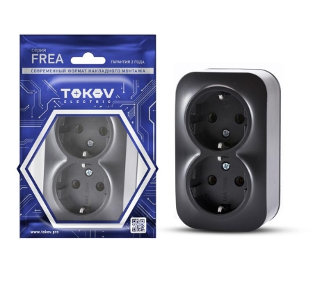 Розетка 2-м ОП Frea 16А IP20 250В с заземл. АБС-пластик карбон TOKOV ELECTRIC TKE-FR-R2Z-C14 Розетка 2-м ОП Frea 16А IP20 250В с заземл. АБС-пластик карбон TOKOV ELECTRIC TKE-FR-R2Z-C14