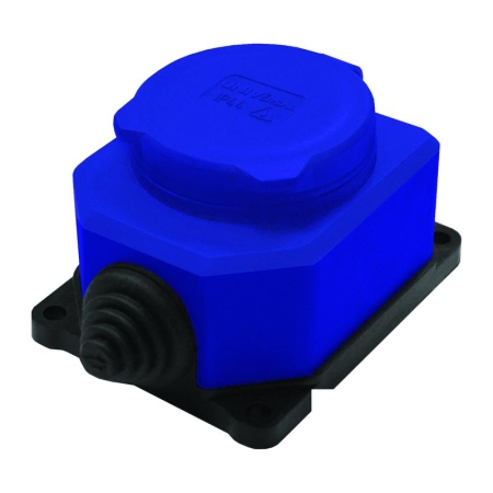 Розетка настенная 1-м 1ф "КОМПАКТ" с загл IP44 16А каучук синий UNIVersal 3047 Розетка настенная 1-м 1ф "КОМПАКТ" с загл IP44 16А каучук синий UNIVersal 3047