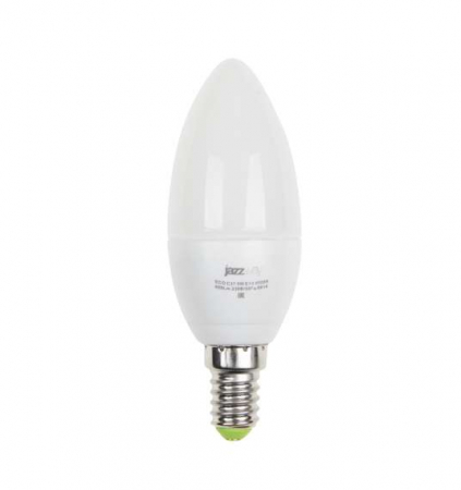 Лампа светодиодная PLED-ECO 5Вт C37 свеча 3000К тепл. бел. E27 400лм 230В JazzWay 2855312A Лампа светодиодная PLED-ECO 5Вт C37 свеча 3000К тепл. бел. E27 400лм 230В JazzWay 2855312A