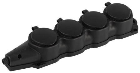 Колодка 4-м с заземл. 16A IP44 KX-4e-B-IP44 каучук. черн. Эра Б0068394