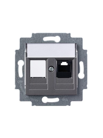 Розетка компьютерная Levit RJ45 кат.5E с заглушкой сталь ABB 2CHH295117A6069 Розетка компьютерная Levit RJ45 кат.5E с заглушкой сталь ABB 2CHH295117A6069