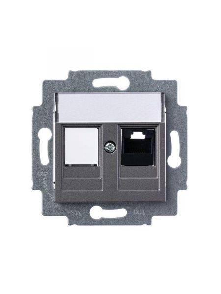 Розетка компьютерная Levit RJ45 кат.5E с заглушкой сталь ABB 2CHH295117A6069 Розетка компьютерная Levit RJ45 кат.5E с заглушкой сталь ABB 2CHH295117A6069