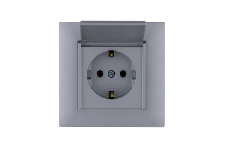 Розетка 1-м с крышкой Karea RIZZ STAR с заземл. сер. Makel 88065029 Розетка 1-м с крышкой Karea RIZZ STAR с заземл. сер. Makel 88065029