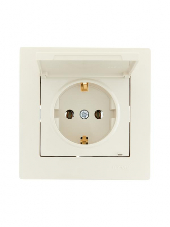 Розетка 1-м СП Vesna с заземл. с крышкой ПБТ механизм кремов. LEZARD 742-0388-123B Розетка 1-м СП Vesna с заземл. с крышкой ПБТ механизм кремов. LEZARD 742-0388-123B