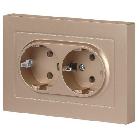 Розетка 2-м СП Accent 6-205-04 16А IP20 250В 2P+E Schuko AL/CU шампань Intro Б0063492 Розетка 2-м СП Accent 6-205-04 16А IP20 250В 2P+E Schuko AL/CU шампань Intro Б0063492