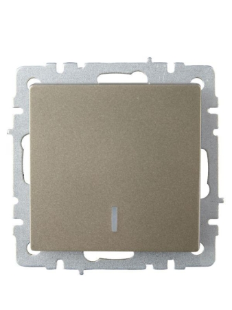 Выключатель проходной 1-кл. СП BRITE ВС10-1-7-БрШ 10А с индик. механизм шампань IEK BR-V12-1-10-K37