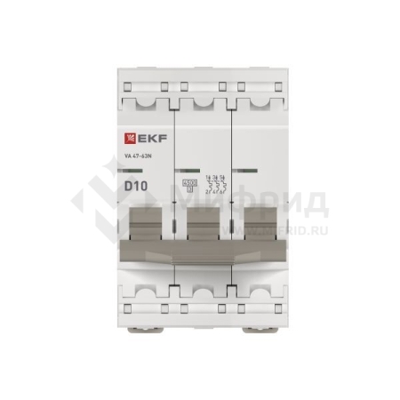 Выключатель автоматический 3п D 10А 4.5кА ВА 47-63N PROxima EKF M634310D