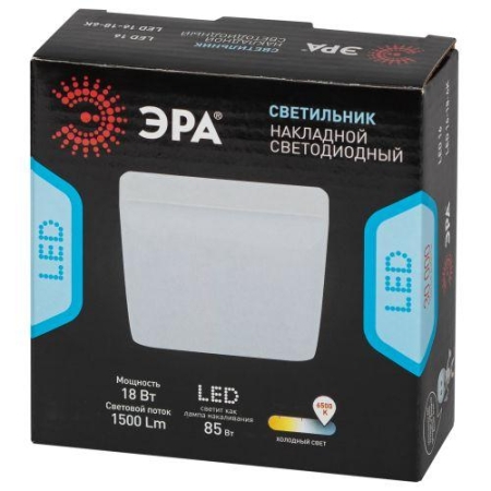 Светильник светодиодный LED 16-18-6K 18Вт 6500К накладной квадратный ЭРА Б0054339 Светильник светодиодный LED 16-18-6K 18Вт 6500К накладной квадратный ЭРА Б0054339