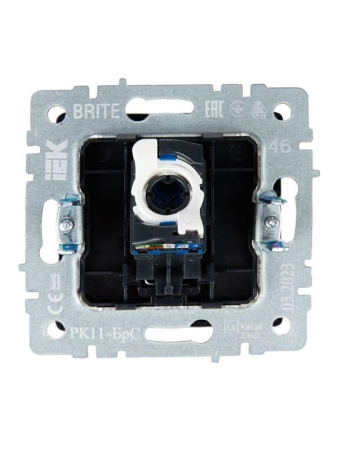 Розетка компьютерная СП RJ45 кат.6 BRITE РК11-БрС механизм сталь IEK BR-K10-2-K46 Розетка компьютерная СП RJ45 кат.6 BRITE РК11-БрС механизм сталь IEK BR-K10-2-K46