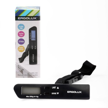 Весы ручные электронные ELX-SB04-C02 до 50кг безмен черн. Ergolux 15133