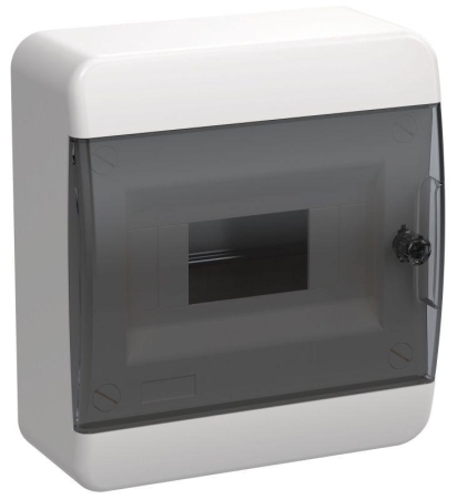 Корпус ЩРН-П-8 TEKFOR IP41 черн. прозр. дверь пластик. IEK TF5-KP12-N-08-41-K01-K03