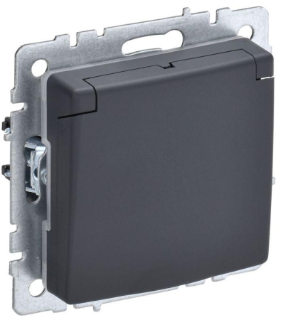 Розетка BRITE РСбш10-3-БрГ 16А IP20 с заземл. защ. шторки с крышкой механизм графит IEK BR-R16-16-K53 Розетка BRITE РСбш10-3-БрГ 16А IP20 с заземл. защ. шторки с крышкой механизм графит IEK BR-R16-16-K53