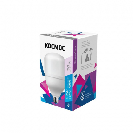 Лампа светодиодная высокомощная 30Вт 6500К E27 Космос LksmHWLED30WE2765 Лампа светодиодная высокомощная 30Вт 6500К E27 Космос LksmHWLED30WE2765