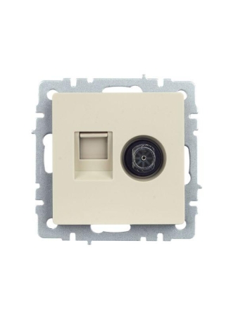 Розетка компьютерная + телевизионная 2-м Brite РТВ/РК12-БрКр RJ45 кат.5E + TV механизм беж. IEK BR-AK20-1-K10 Розетка компьютерная + телевизионная 2-м Brite РТВ/РК12-БрКр RJ45 кат.5E + TV механизм беж. IEK BR-AK20-1-K10