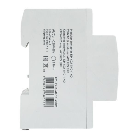 Контактор модульный КМ 40А 1NC+1NO 230В AC (2 мод.) AVERES EKF km-av-2-40-11-230V Контактор модульный КМ 40А 1NC+1NO 230В AC (2 мод.) AVERES EKF km-av-2-40-11-230V