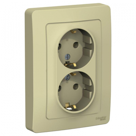 Розетка 2-м СП Blanca 16А IP20 250В с заземл. без защ. шторок беж. SE BLNRS001027 Розетка 2-м СП Blanca 16А IP20 250В с заземл. без защ. шторок беж. SE BLNRS001027