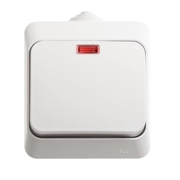 Выключатель 1-кл. ОП Этюд 10А IP44 10AX с подсветкой бел. SE BA10-045B