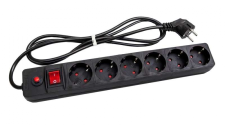 Удлинитель с сетевым фильтром 6х7м с заземл. 10А IP20 ПВС 3х0.75 защ. шторки черн. UNIVersal 967U-4007 Удлинитель с сетевым фильтром 6х7м с заземл. 10А IP20 ПВС 3х0.75 защ. шторки черн. UNIVersal 967U-4007