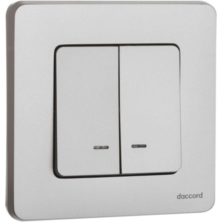 Выключатель 2-кл. Inspiria 10А IP20 250В 10AX с подсветкой/индикацией механизм алюм. IEK 673632