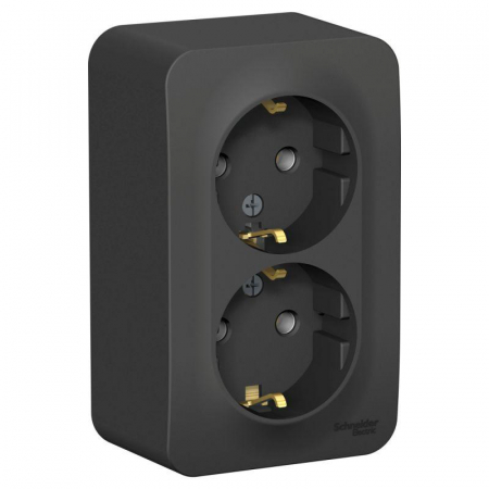 Розетка 2-м ОП Blanca 16А IP20 250В с заземл. без защ. шторок с изолир. пластиной антрацит SE BLNRA010216 Розетка 2-м ОП Blanca 16А IP20 250В с заземл. без защ. шторок с изолир. пластиной антрацит SE BLNRA010216