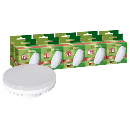 Лампа светодиодная PLED-ECO 6Вт таблетка матовая 3000К тепл. бел. GX53 460лм 230В 50Гц d75х26мм (уп.10шт) JazzWay 2857767 Лампа светодиодная PLED-ECO 6Вт таблетка матовая 3000К тепл. бел. GX53 460лм 230В 50Гц d75х26мм (уп.10шт) JazzWay 2857767