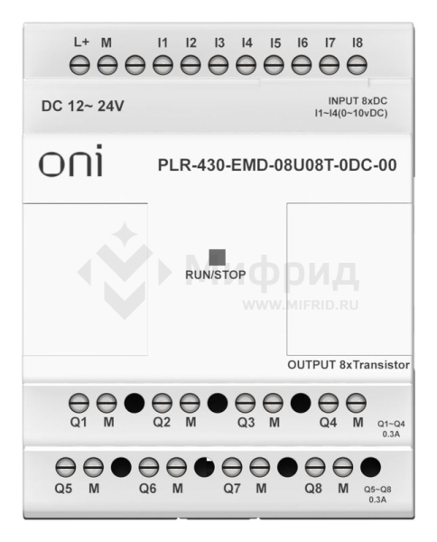 Модуль расширения входов выходов ПЛК 430 4 DI 4 UI (0-10В/DI) 8 TO 24В DC ONI PLR-430-EMD-08U08T-0DC-00